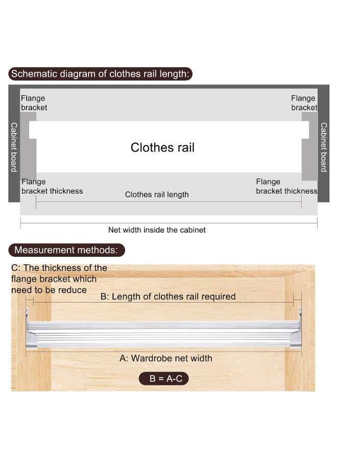 كيلا 6 قطع من قضبان تعليق خزانة الملابس البيضاوية من، تركيبات عمود خزانة الملابس، حامل قضيب خزانة الملابس، حامل لخزانة الملابس، ستارة دش، خزانة ملابس، خزانة ملابس، لمسة نهائية من الكروم المصقول - Image 3