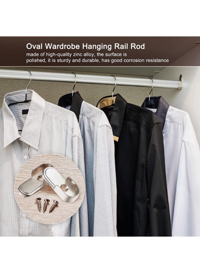 كيلا 6 قطع من قضبان تعليق خزانة الملابس البيضاوية من، تركيبات عمود خزانة الملابس، حامل قضيب خزانة الملابس، حامل لخزانة الملابس، ستارة دش، خزانة ملابس، خزانة ملابس، لمسة نهائية من الكروم المصقول - Image 4