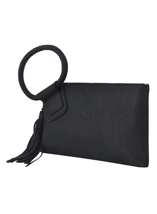 NGIL Women Mini Wristlet Purse Fashion Faux Leather Mini Purse With Fringe Tassel Wristlet Wallet Women'S Mini Handbag (Black) - Image 1