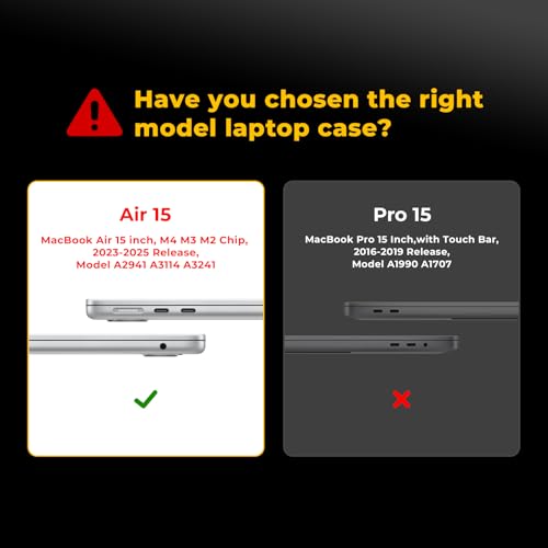 EooCoo Case Compatible with MacBook Air 15 inch M4 2025 2024 2023 Release A3241 M3 A3114 M2 A2941 Liquid Retina Display, Plastic Hard Shell Case + Keyboard Cover + Screen Protector, Sparkly Clear - Image 5