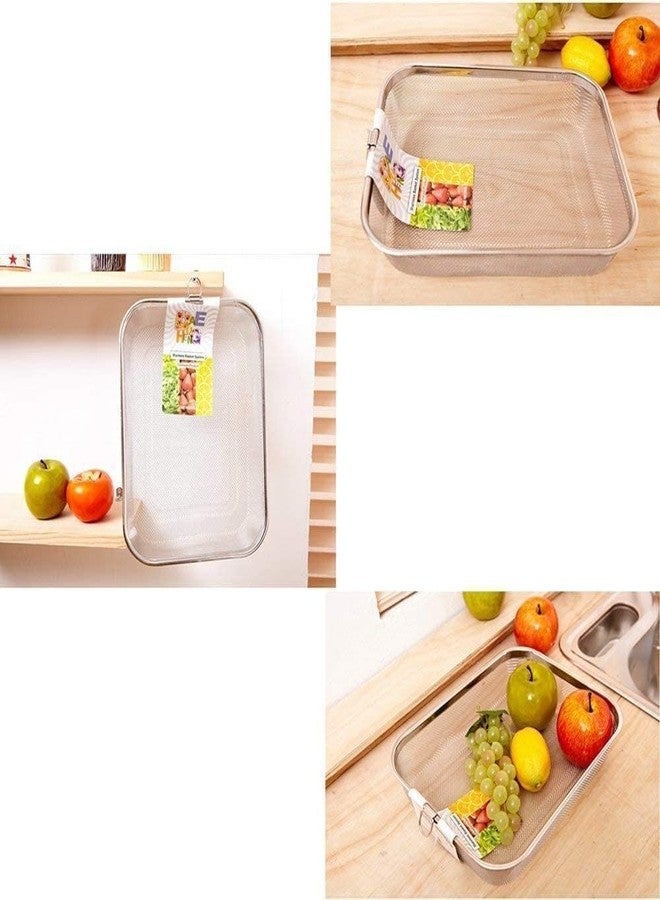 VIDORA Drain Basket Steel Big Tray Kitchen Drying Stand Mesh Sink Counter Dish Rack Tangle Basket Mesh Fruits, Vegetable, Drainer Washer - Image 4