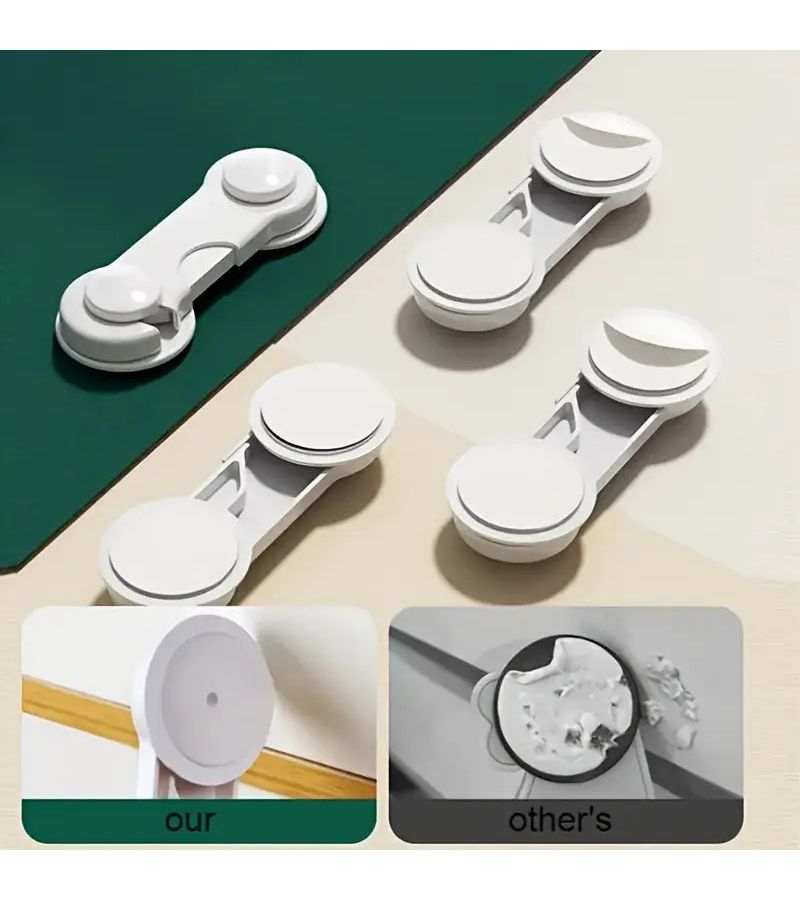 8pcs Snow White Cabinet Safety Latch No Tools Adhesive Install Keys Code - Image 5