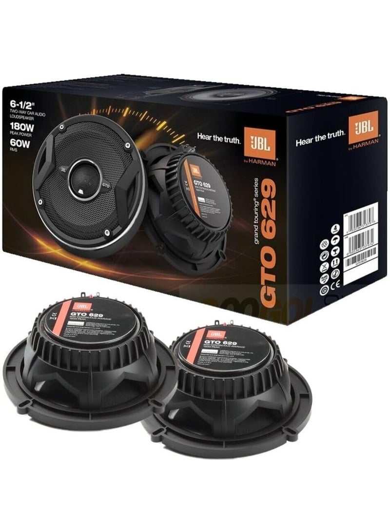 جي بي إل مكبرات صوت السيارة JBL GTO629 6.5 بوصة من سلسلة Grand Touring - ثنائية الاتجاه، طاقة قصوى 360 واط، بديل بحجم المصنع، تتضمن قطعة قماش للتنظيف. - Image 1