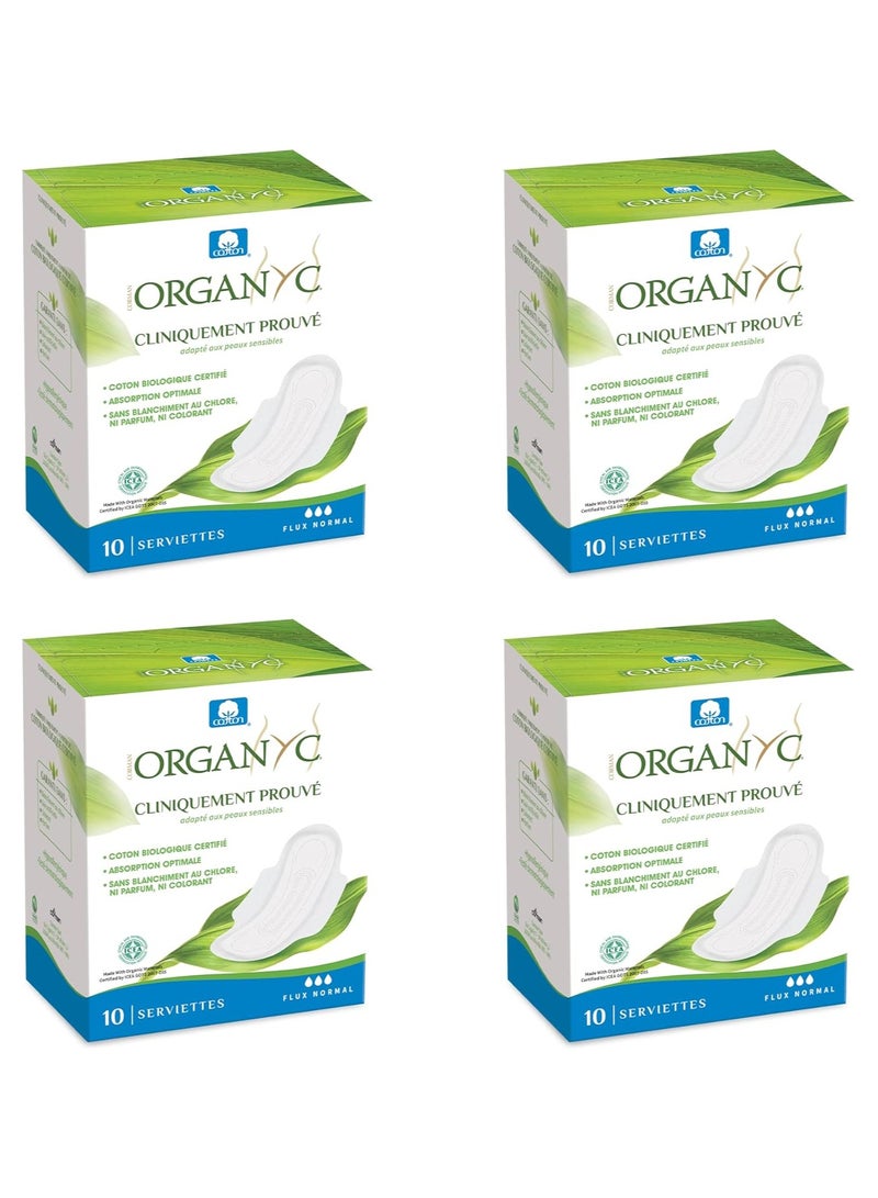 ORGANYC Sanitary Towels With Wings 100% Certified Organic Cotton - 4 Packs Of 10 Towels (Total: 40 Units) - Image 1