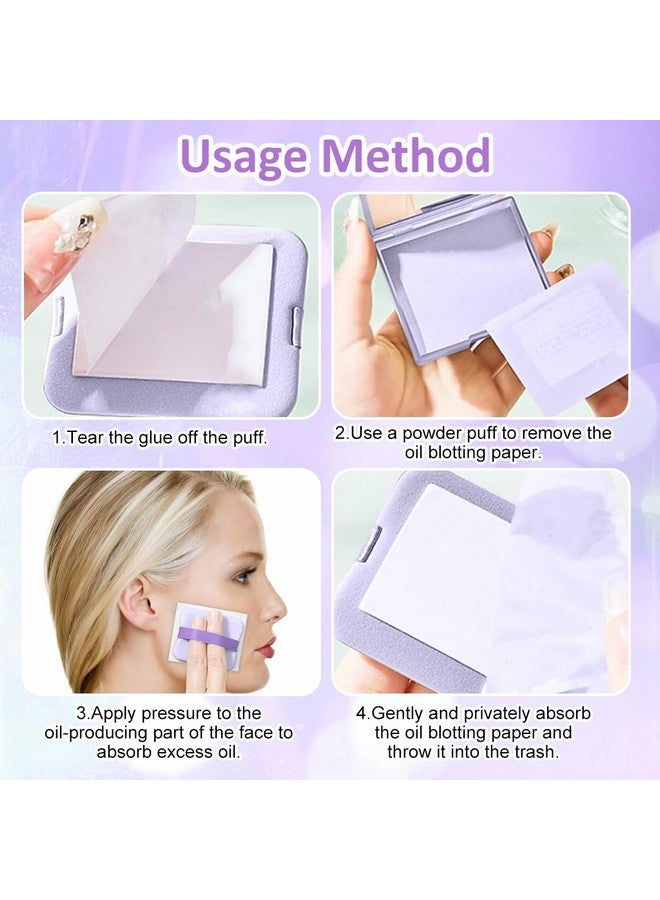 maycreate ® 200Pcs Blotting Paper For Oily Face, Lavender Oil Absorbing Sheets For Face, Natural Oil Absorbing Paper For Face, Travel Compact Face Wipes For Oily Skin, With Mirror & Puff For Men Women - Image 4