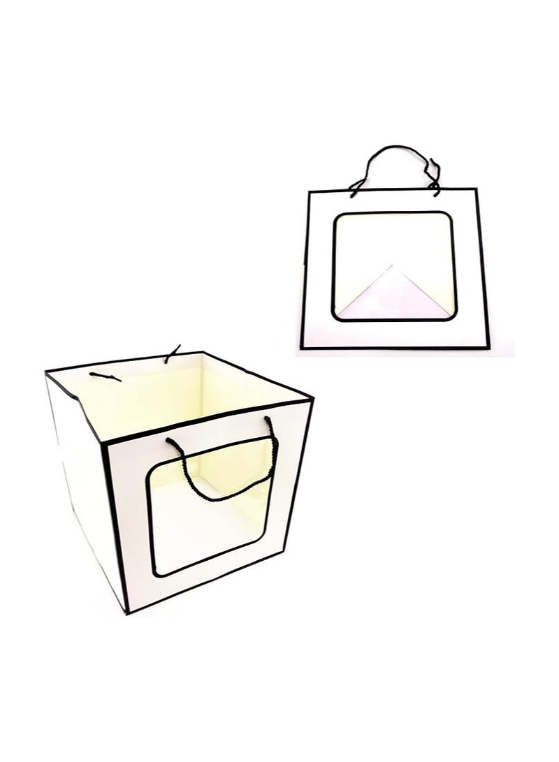 حقيبة هدايا ورقية مقاس 28 × 28 × 28 سم، حقيبة هدايا مربعة كبيرة لحفلات الزفاف وأعياد الميلاد والعطلات والمناسبات الخاصة، تغليف قوي ومثالي للهدايا والحلويات وحقيبة ورقية أكثر متانة - Image 4