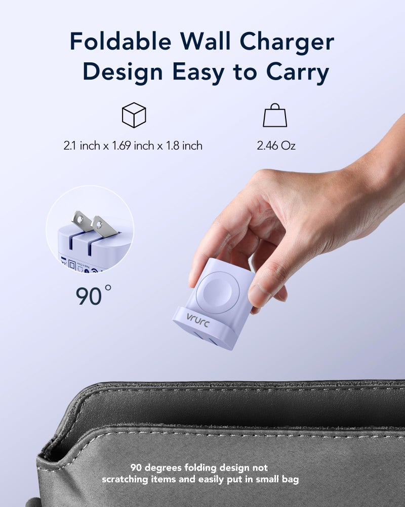 VRURC Charger for Apple Watch, USB C Wall Charging Block for iPhone, 20W Fast Charging,Foldable Plug Travel Essential Charger for iWatch Ultra/SE/10/9/8/7/6/5/4/3/,iPhone 16 15 14 13,Android-Purple - Image 4
