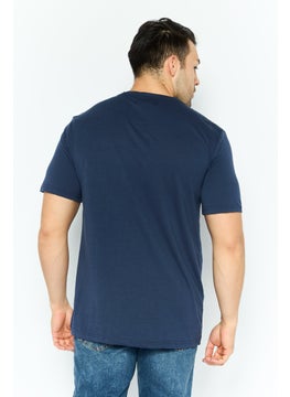 Project Essentials Men Round Neck Short Sleeves Plain T-Shirt, Navy  - Image 2