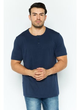 Project Essentials Men Round Neck Short Sleeves Plain T-Shirt, Navy  - Image 1