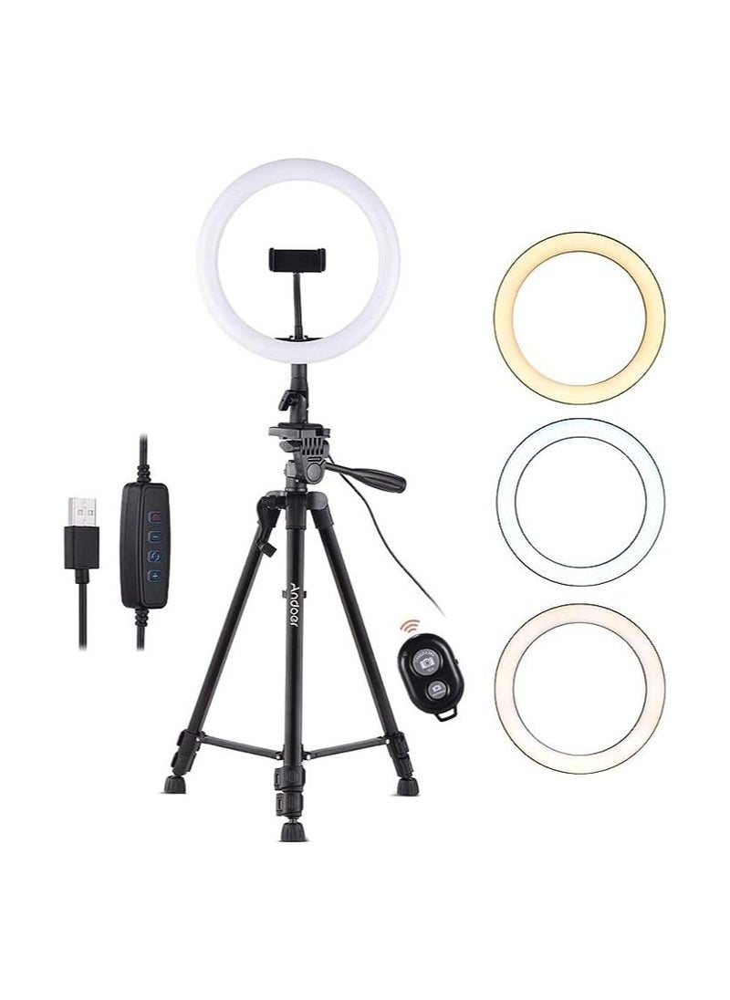 Generic - Selfie Ring Light,Dimmable LED Ring Light with Adjustable Tripod Stand and Phone Holder,three Light Modes and Brightness Level for Live Stream,Makeup,YouTube,Photography - Image 1