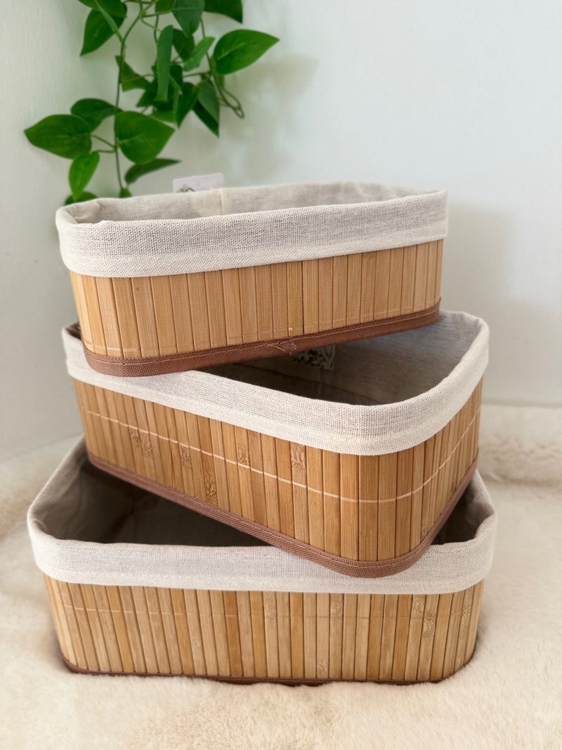 Home Naturel Set of 3 Bamboo Organizer Organizer Basket - Image 1