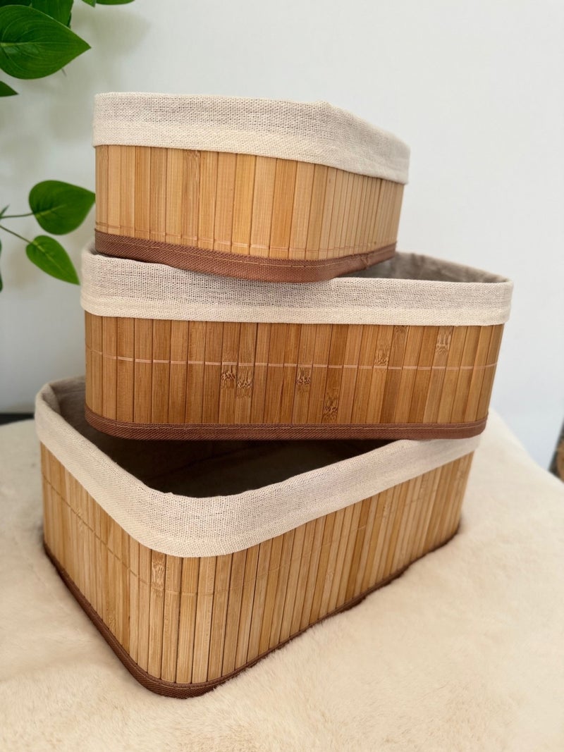 Home Naturel Set of 3 Bamboo Organizer Organizer Basket - Image 3