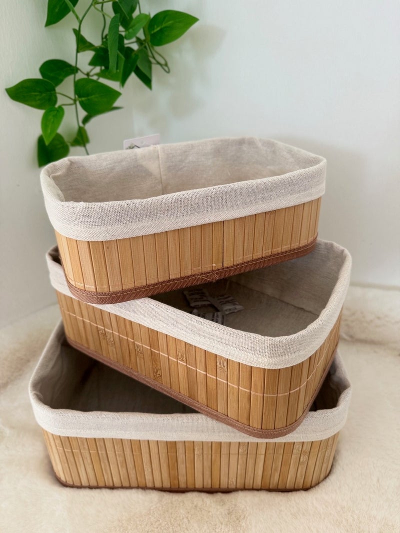 Home Naturel Set of 3 Bamboo Organizer Organizer Basket - Image 2