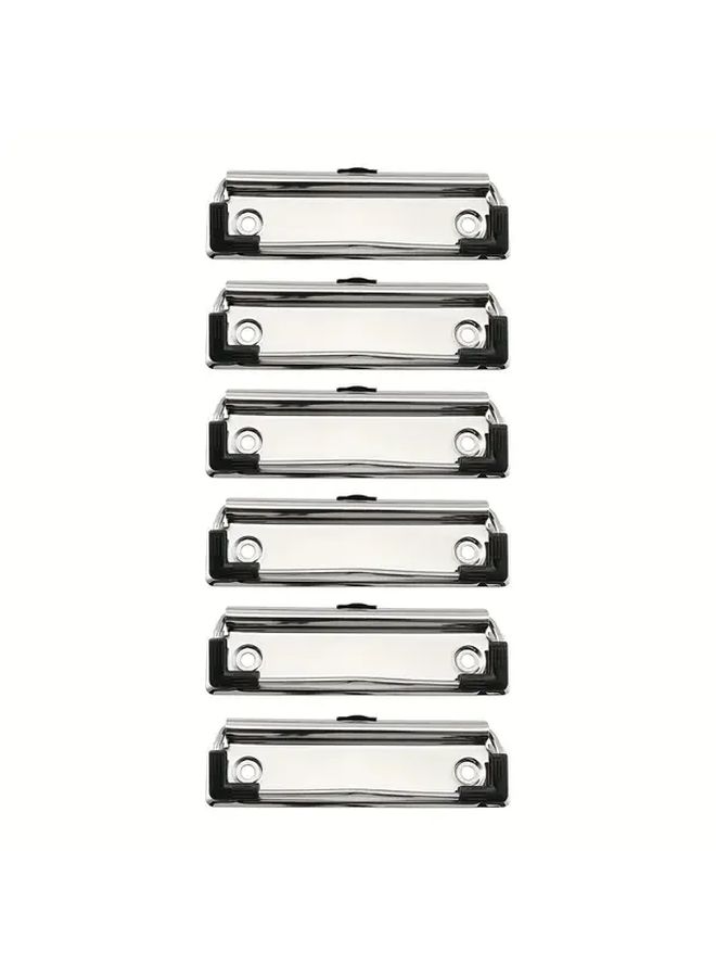 6 PCS Metal Clipboard Clips With Rubber Feet And Mounting Rivets - Image 1