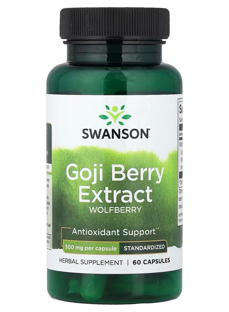 Swanson, Goji Berry Extract, Standardized, 500 mg, 60 Capsules