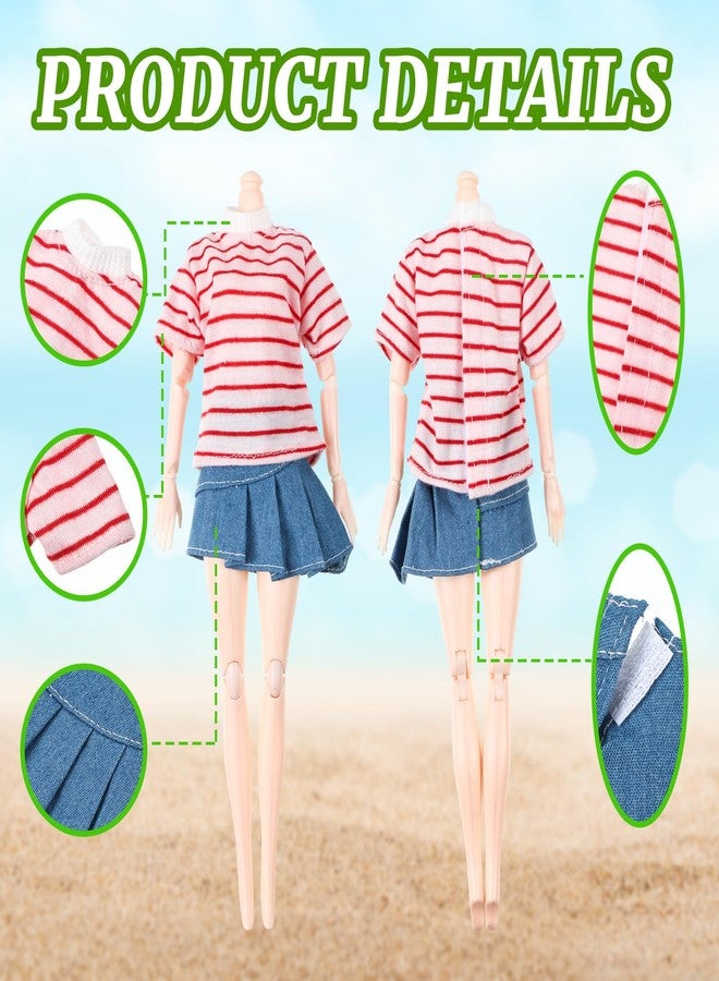 Bencailor 8 Pieces Summer Doll Clothes for 11.5 Inch Doll Accessories Sweaters Denim Pant Regular Outfit Clothing(Shirt) - Image 5