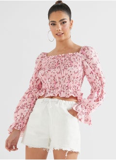 Printed Smocked Top