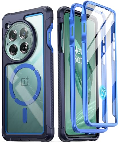 Poetic Guardian Case Compatible with OnePlus 12 5G 2024 Builtin Screen Protector Work with Fingerprint ID FullBody Hybrid Shockproof Protective Rugged Clear Cover Case BlueClear - Image 1