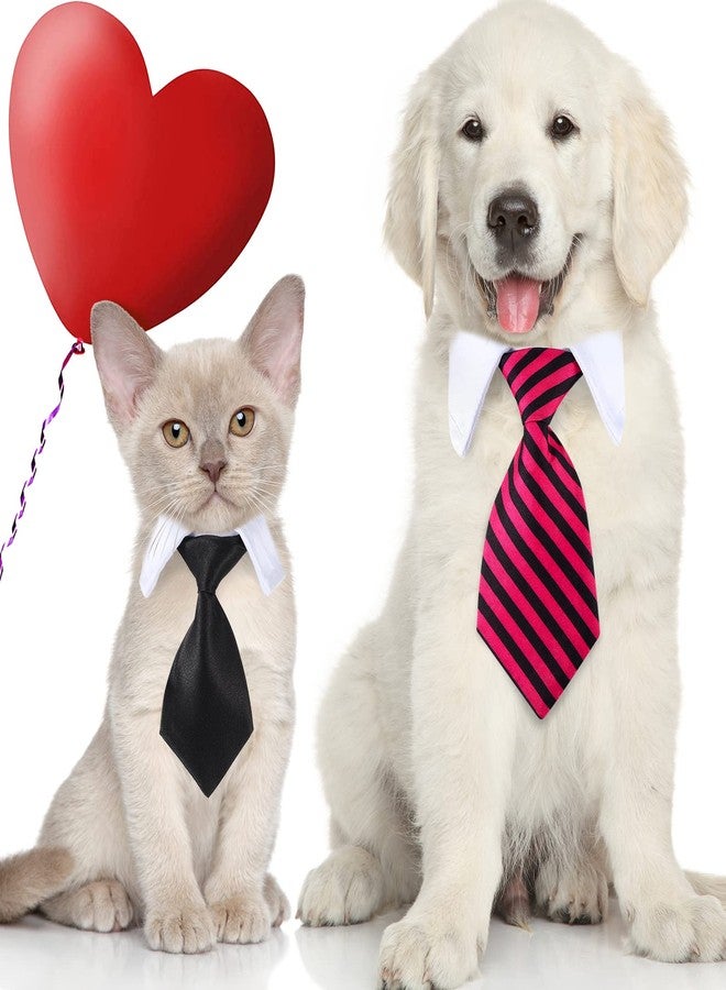 Saintrygo 4 Pieces Cat Dog Tie with Collar Adjustable Puppy Pets Formal Necktie Collars Cat Dogs Bow Ties for Small Pets Grooming Costume Accessories - Image 3