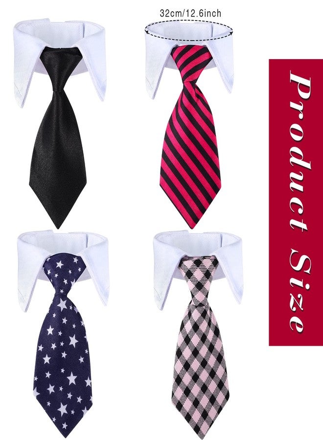 Saintrygo 4 Pieces Cat Dog Tie with Collar Adjustable Puppy Pets Formal Necktie Collars Cat Dogs Bow Ties for Small Pets Grooming Costume Accessories - Image 4