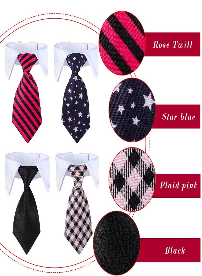 Saintrygo 4 Pieces Cat Dog Tie with Collar Adjustable Puppy Pets Formal Necktie Collars Cat Dogs Bow Ties for Small Pets Grooming Costume Accessories - Image 2
