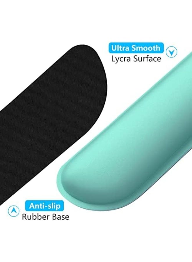 Enlarge Keyboard Wrist Rest, Memory Foam Wrist Cushion for Desk Mats Support, Cute Typing Pain Relief Keyboard Mouse Pad Rests Set with Non-Slip Base for Gaming Laptop Office Computer, Green - Image 4