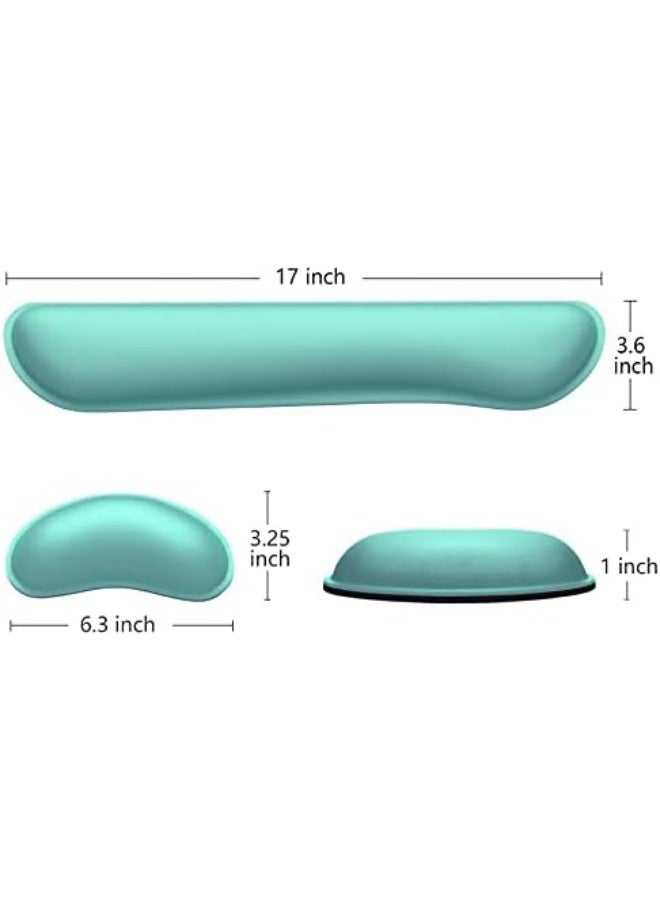 Enlarge Keyboard Wrist Rest, Memory Foam Wrist Cushion for Desk Mats Support, Cute Typing Pain Relief Keyboard Mouse Pad Rests Set with Non-Slip Base for Gaming Laptop Office Computer, Green - Image 5