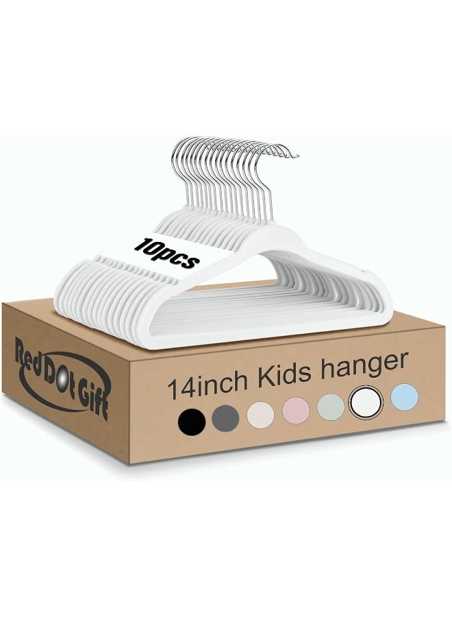 Red Dot Gift Red Dot Gift® 10-Pack Baby Velvet Hangers - Nursery Clothes Hangers Non Slip Toddler Hangers, 360 Chrome Swivel Hook (White, 35 cm) - Image 1