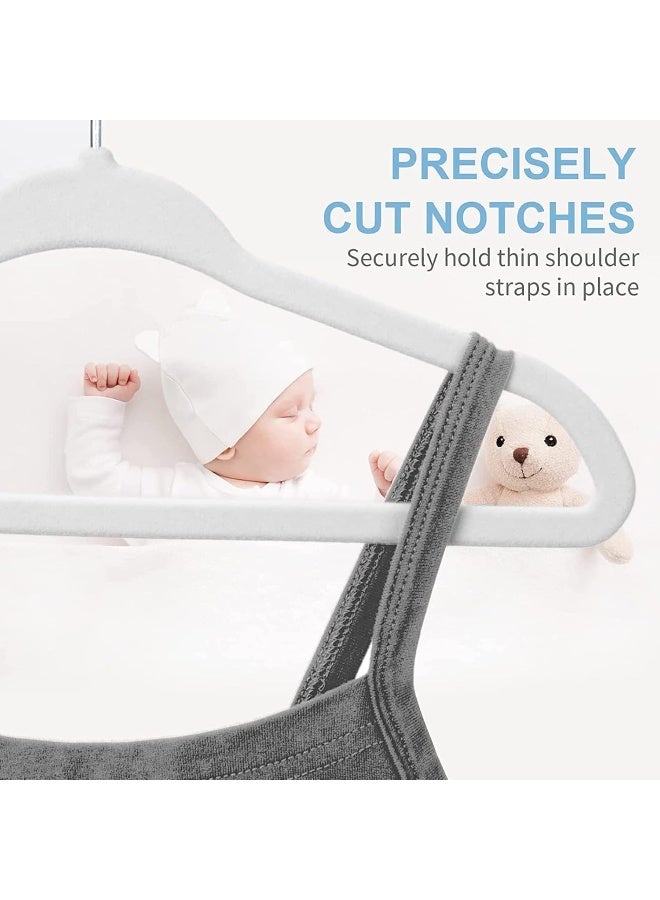 Red Dot Gift Red Dot Gift® 10-Pack Baby Velvet Hangers - Nursery Clothes Hangers Non Slip Toddler Hangers, 360 Chrome Swivel Hook (White, 35 cm) - Image 5
