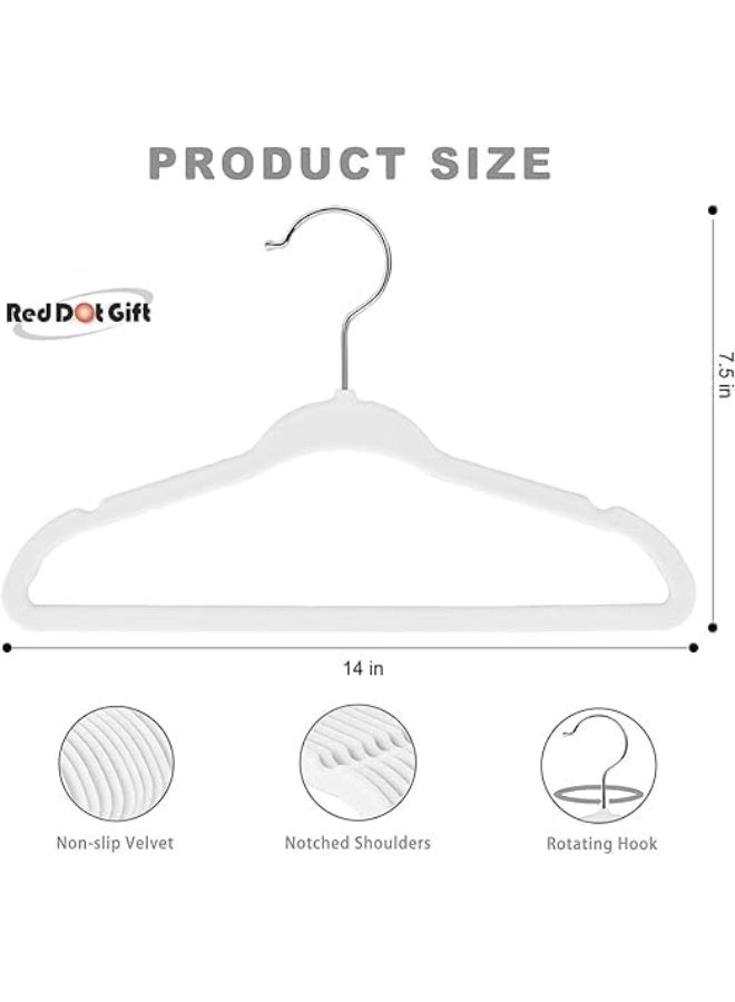 Red Dot Gift Red Dot Gift® 10-Pack Baby Velvet Hangers - Nursery Clothes Hangers Non Slip Toddler Hangers, 360 Chrome Swivel Hook (White, 35 cm) - Image 2