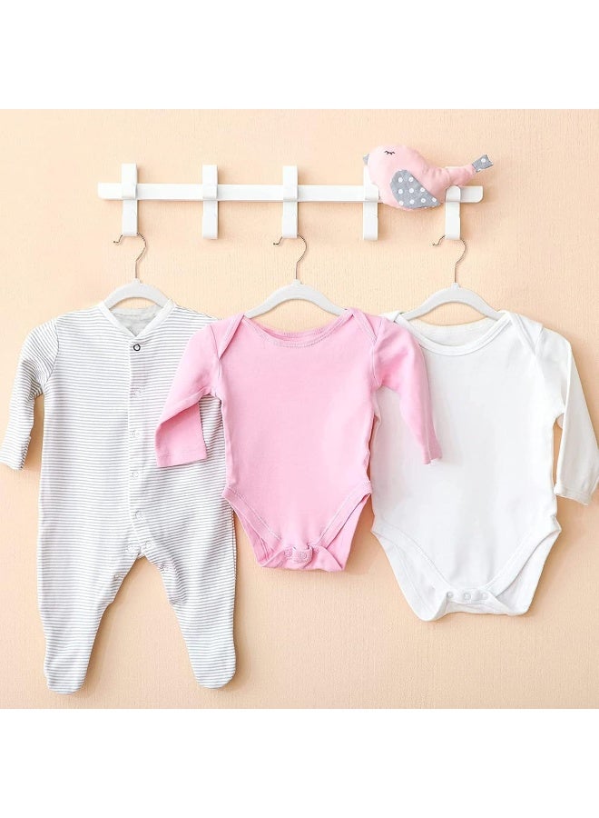 Red Dot Gift Red Dot Gift® 10-Pack Baby Velvet Hangers - Nursery Clothes Hangers Non Slip Toddler Hangers, 360 Chrome Swivel Hook (White, 35 cm) - Image 4