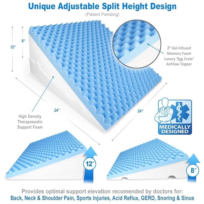 METRON Memory Foam Gel Cotton Adjustable Hybrid Multi Purpose Soft Bed Wedge Pillow Full Random Colours - Image 2