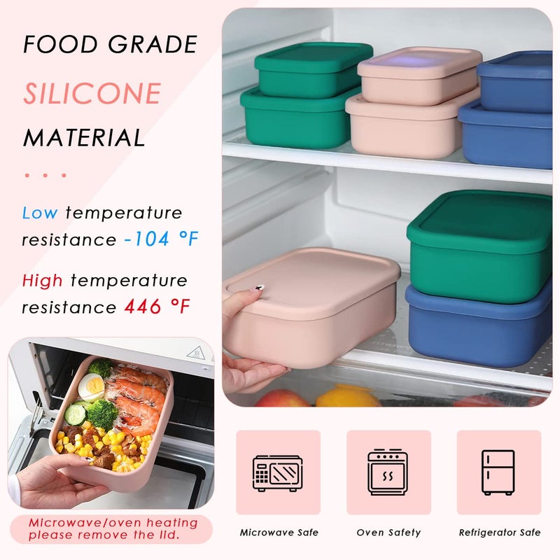 Keweis Silicone Food Storage Containers  Set of 3 Silicone Bento Lunch Box Containers with Lids  Hard-Shell Silicone  Airtight  Microwave  Dishwasher and Freezer Safe (10oz  23.6oz  44oz) - Image 5