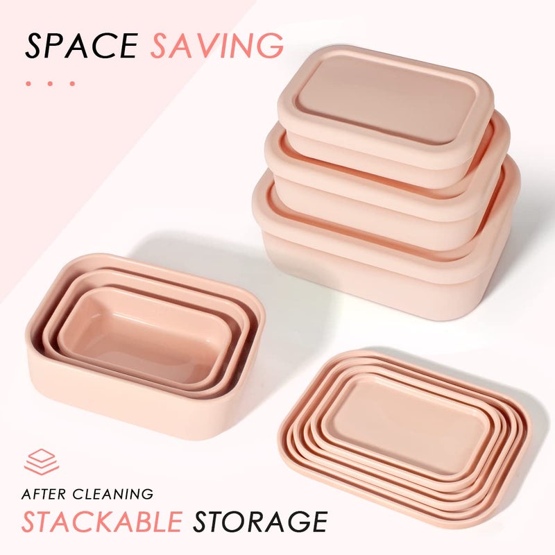 Keweis Silicone Food Storage Containers  Set of 3 Silicone Bento Lunch Box Containers with Lids  Hard-Shell Silicone  Airtight  Microwave  Dishwasher and Freezer Safe (10oz  23.6oz  44oz) - Image 2
