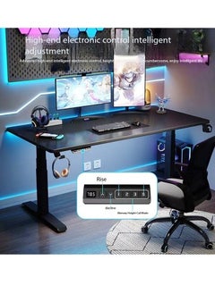 fashionhome Multifunctional Modern Design Electronic Control Adjustable Height Computer Desk Gaming Table with Cup Holder and Hook Workstation Study Table Working Desk for Home and Office 120x60x75 cm  - Image 4