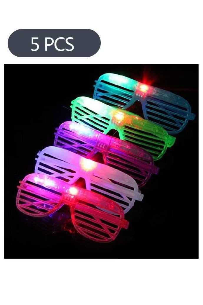 5-Piece Party Eyeglasses, LED Sunglasses Glow in The Dark Eyewear, 3 Light Modes Light up Glasses Toys for Party Supplies - Image 1