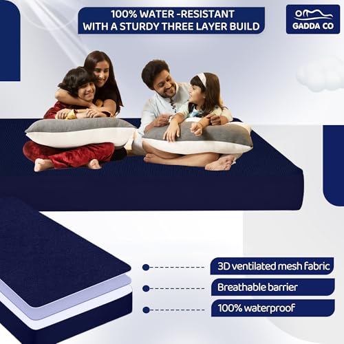 GADDA CO Ultra Soft Cotton Feel Waterproof Mattress Protector | Hypoallergenic, Breathable Terry Cover Queen Bed | Fits 72x60 inch (6x5 ft) Mattress | Dark Blue - Pack of 1 - Image 5