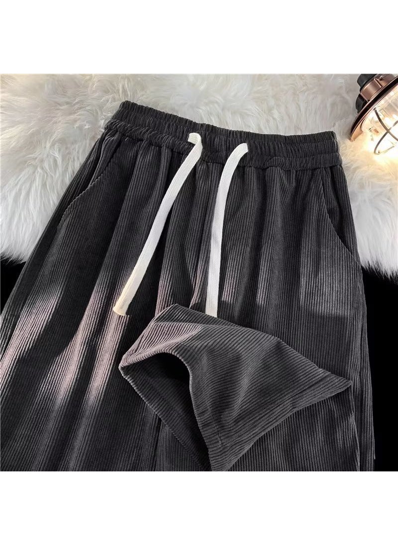 Generic - Vintage Brown Corduroy Casual Pants Loose-Fit Straight-Leg Sweatpants American Style For Men New Spring Autumn Trendy Brand K215 brown - Image 1
