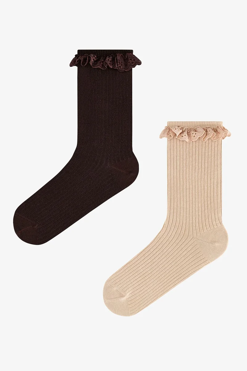 Penti PENTI Elegant Lace Cotton 2-Pack Crew Socks