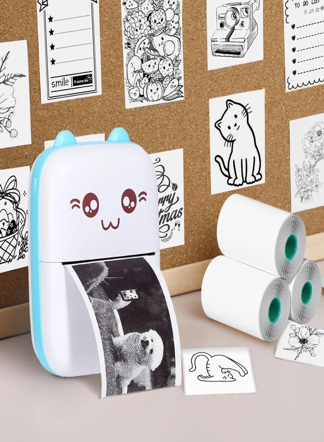 Greateam 57x30mm Thermal Sticker Paper Rolls Mini Printer Stickers for Study Notes Pictures and DIY, 6 Rolls Mini Inkless Thermal Printer Sticker Paper, Black on White - Image 3