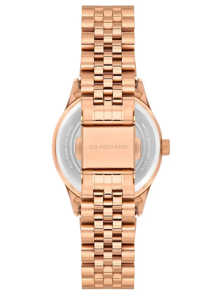 U.S. Polo Assn. Stile Women's 30mm Watch with Silver Dial & Rose Gold Bracelet