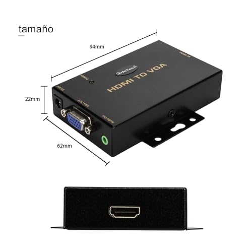 JideTech HDMI to VGA Converter with 3.5mm Audio Supports 1080P for PC Laptop Display Computer Mac Projector - Image 3