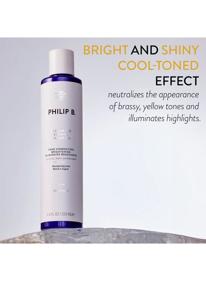 PHILIP B Icelandic Blonde Shampoo, 7.4 fl. oz. (220 ml) - Tone Correcting, Brightening, Eliminates Brassiness, For Blonde, Gray or Silver Hair - Image 2