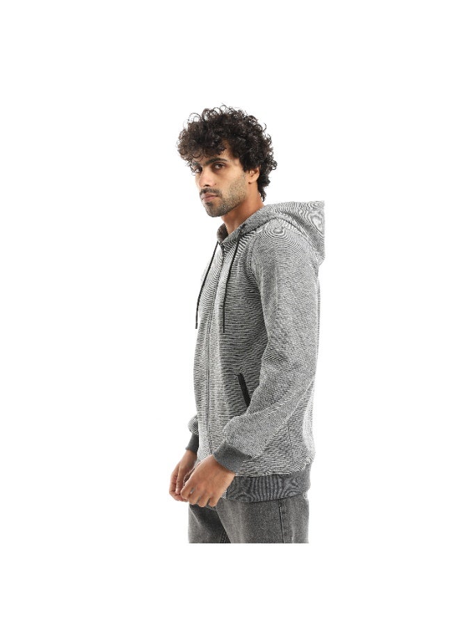 Caesar Men's hoodie with hood and front zipper - Image 2