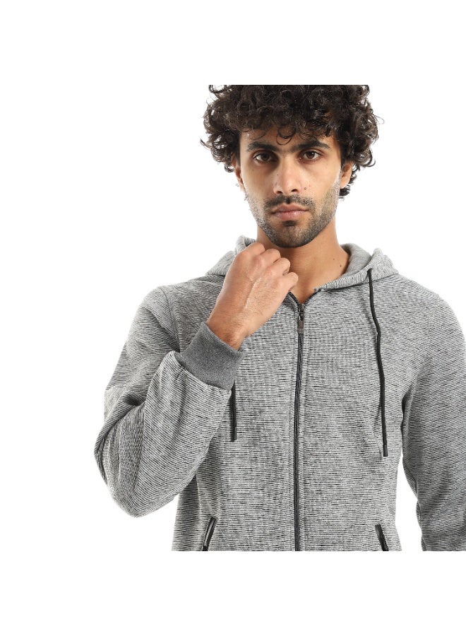 Caesar Men's hoodie with hood and front zipper - Image 5