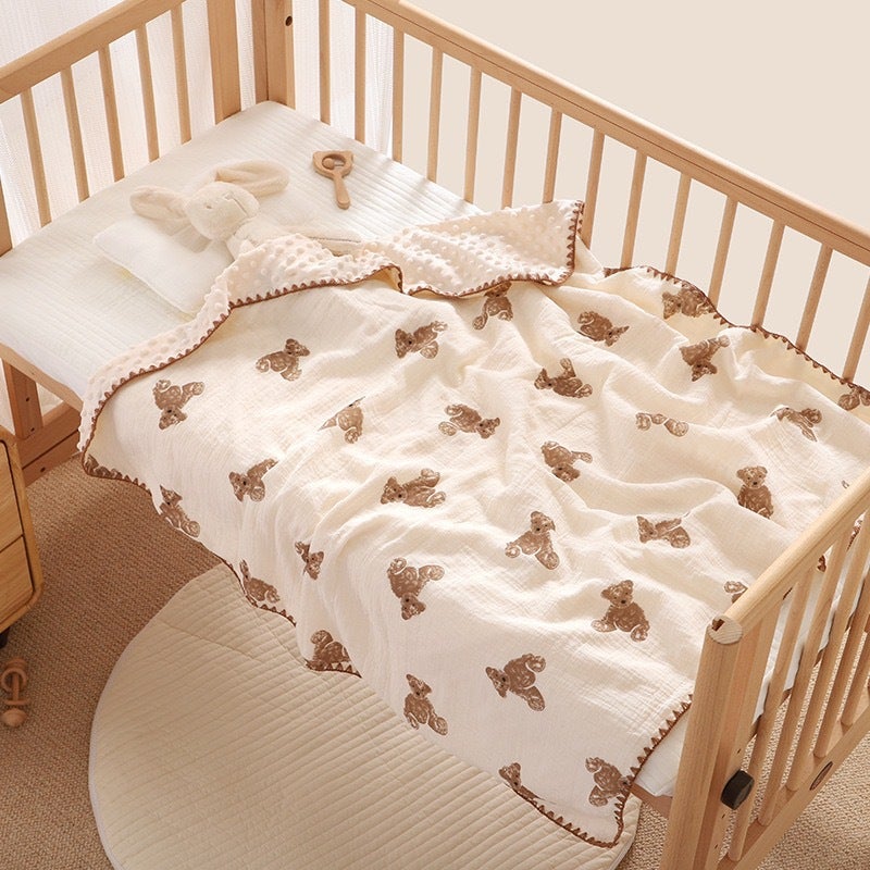 Cotton Baby Blanket Breathable Summer Thin Quilt Teddy Bear 