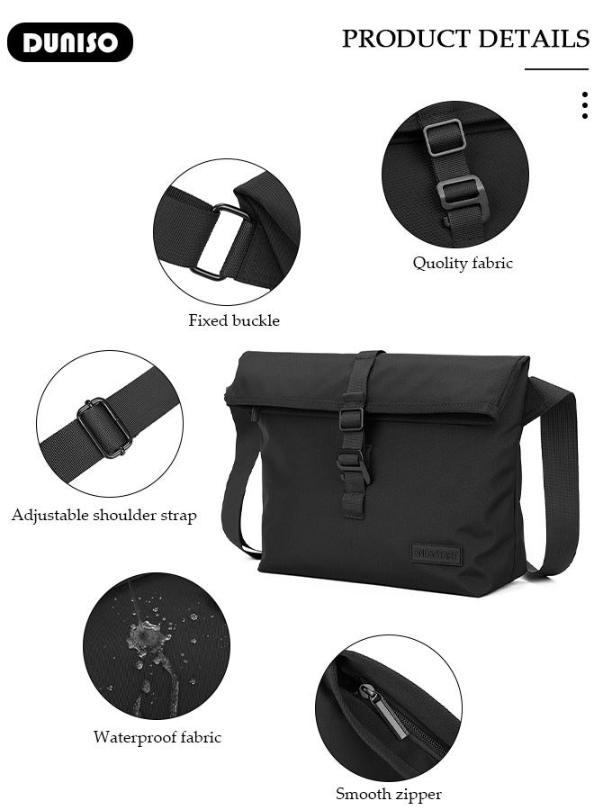 DUNISO Small Crossbody Bag for Men, Mini Messenger Bag Side Shoulder Bag for Phone Passport, Casual Satchel Bag Phone Purse, Mini Sling Bag Fanny Pack Water Resistant for Travelling, Hiking - Image 2