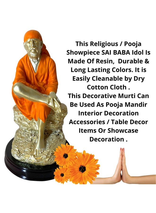 Premium Sai Baba Murti | Lord Sai Baba Idol Sitting On Stone Antique | Resin Sai Baba Murti Statue for Car Pooja | Religious Murti (9.5 cm x 9.5 cm x 17 cm, Orange) Sai Sandhya - pzsku/ZC0E635B5B58095996D9DZ/45/_/1741429475/7d1a1a28-6b0e-4008-8f00-67bbab1ee317