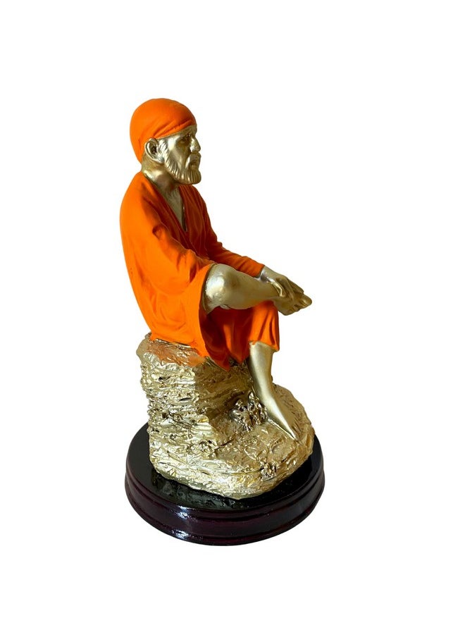 Premium Sai Baba Murti | Lord Sai Baba Idol Sitting On Stone Antique | Resin Sai Baba Murti Statue for Car Pooja | Religious Murti (9.5 cm x 9.5 cm x 17 cm, Orange) Sai Sandhya - pzsku/ZC0E635B5B58095996D9DZ/45/_/1741429479/a2b942a6-45a5-4da9-9b47-b48f012220d3