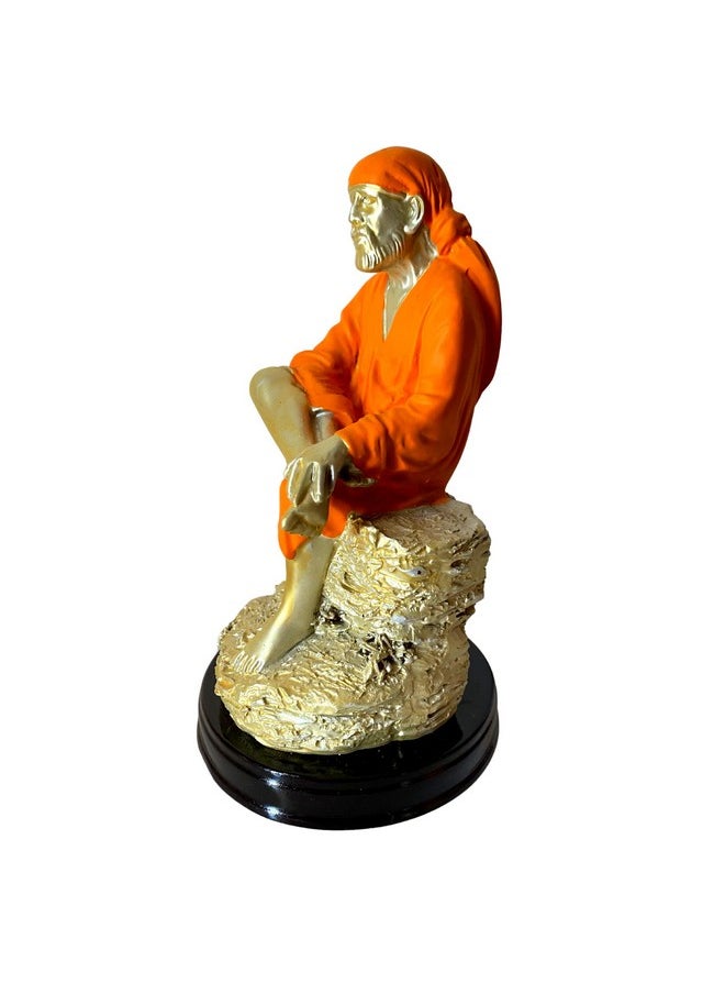 Premium Sai Baba Murti | Lord Sai Baba Idol Sitting On Stone Antique | Resin Sai Baba Murti Statue for Car Pooja | Religious Murti (9.5 cm x 9.5 cm x 17 cm, Orange) Sai Sandhya - pzsku/ZC0E635B5B58095996D9DZ/45/_/1741429483/9b419edb-769f-488c-aa6e-28872f9d94f4